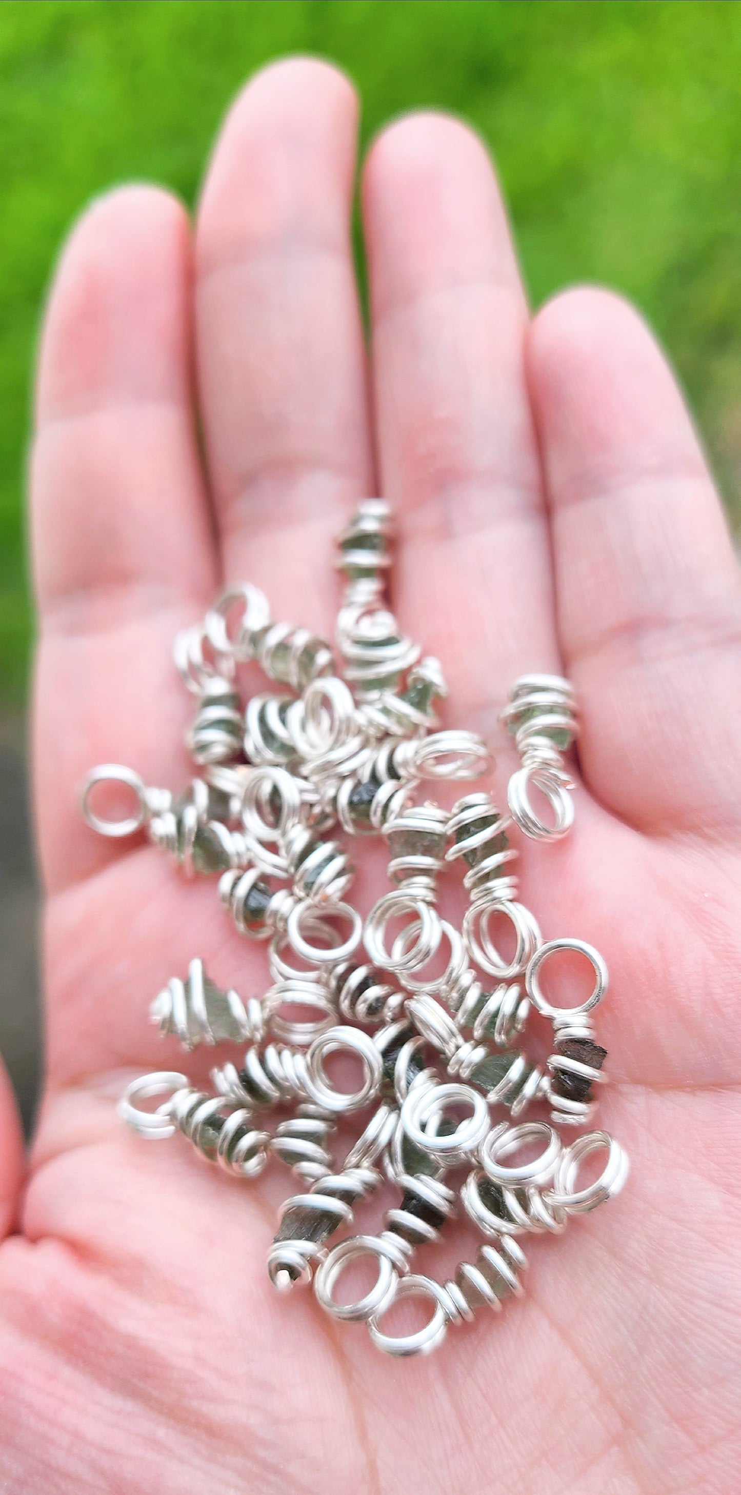 *WHOLESALE Small-Med Moldavite Pendants in Silver Plated Copper Wire