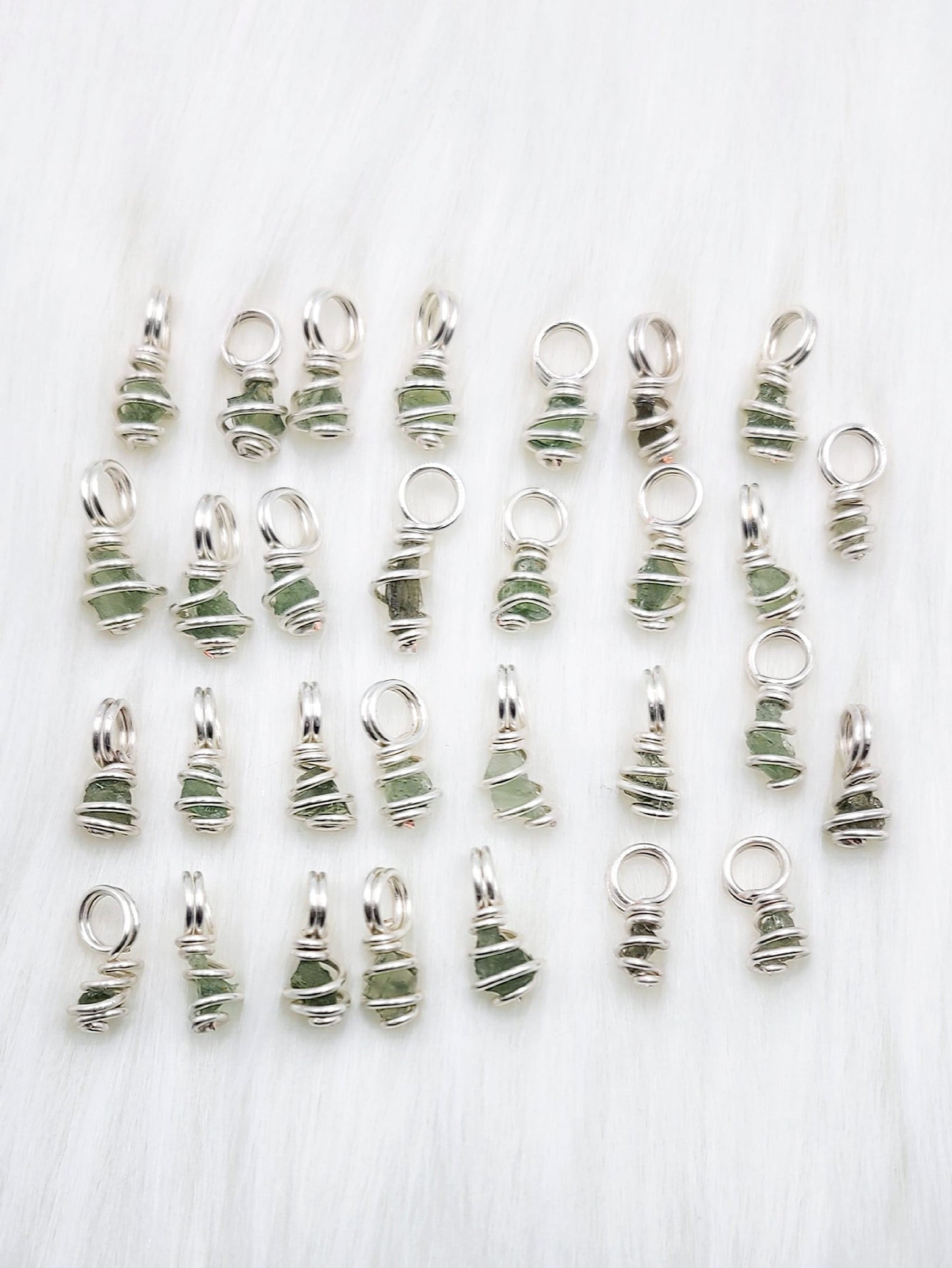 *WHOLESALE Small-Med Moldavite Pendants in Silver Plated Copper Wire