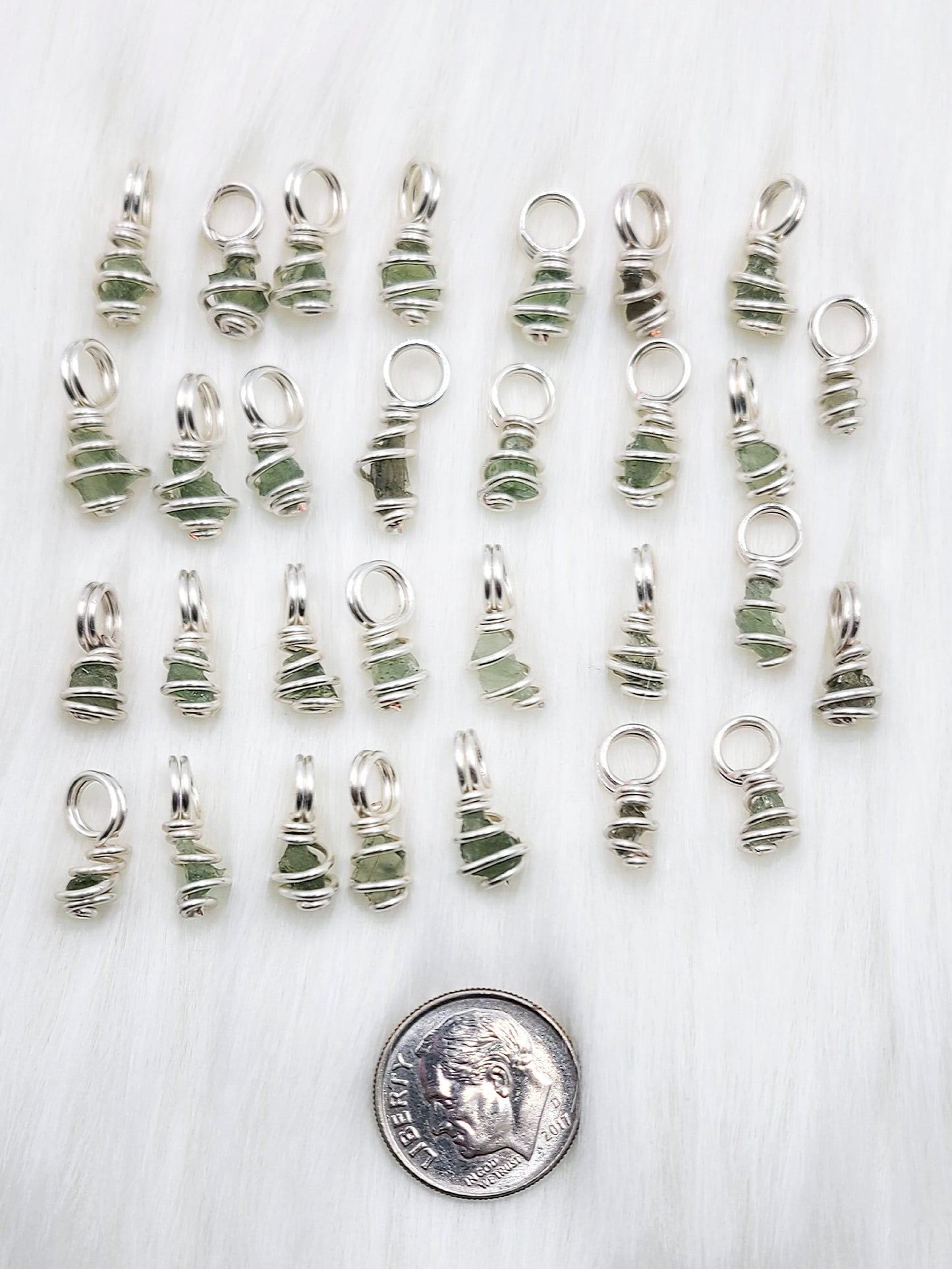 *WHOLESALE Small-Med Moldavite Pendants in Silver Plated Copper Wire