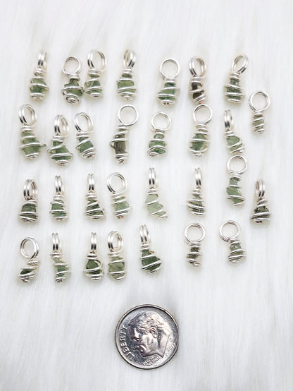 *WHOLESALE Small-Med Moldavite Pendants in Silver Plated Copper Wire